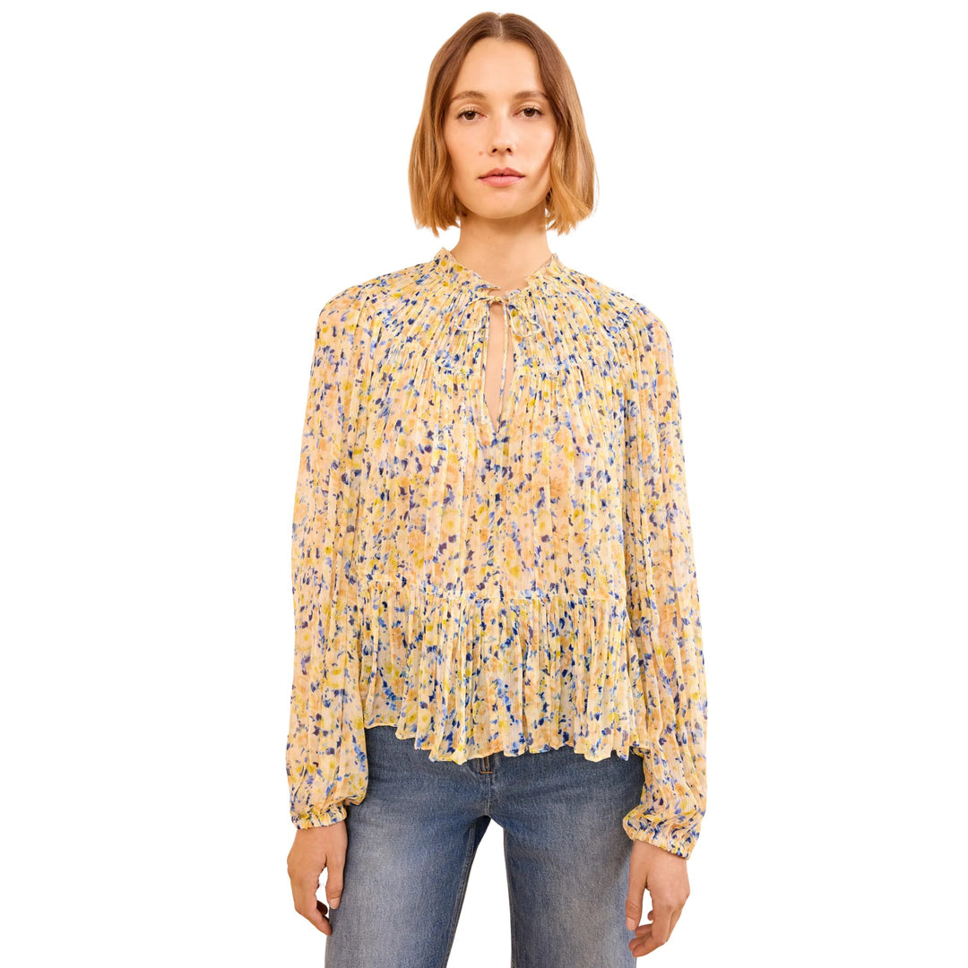 Leandra Long Sleeve Silk Blouse in Daffodil