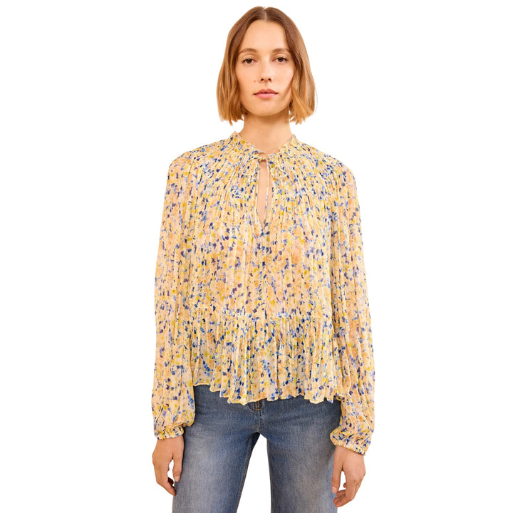 Leandra Long Sleeve Silk Blouse in Daffodil