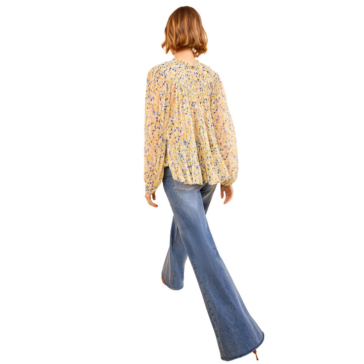 Leandra Long Sleeve Silk Blouse in Daffodil
