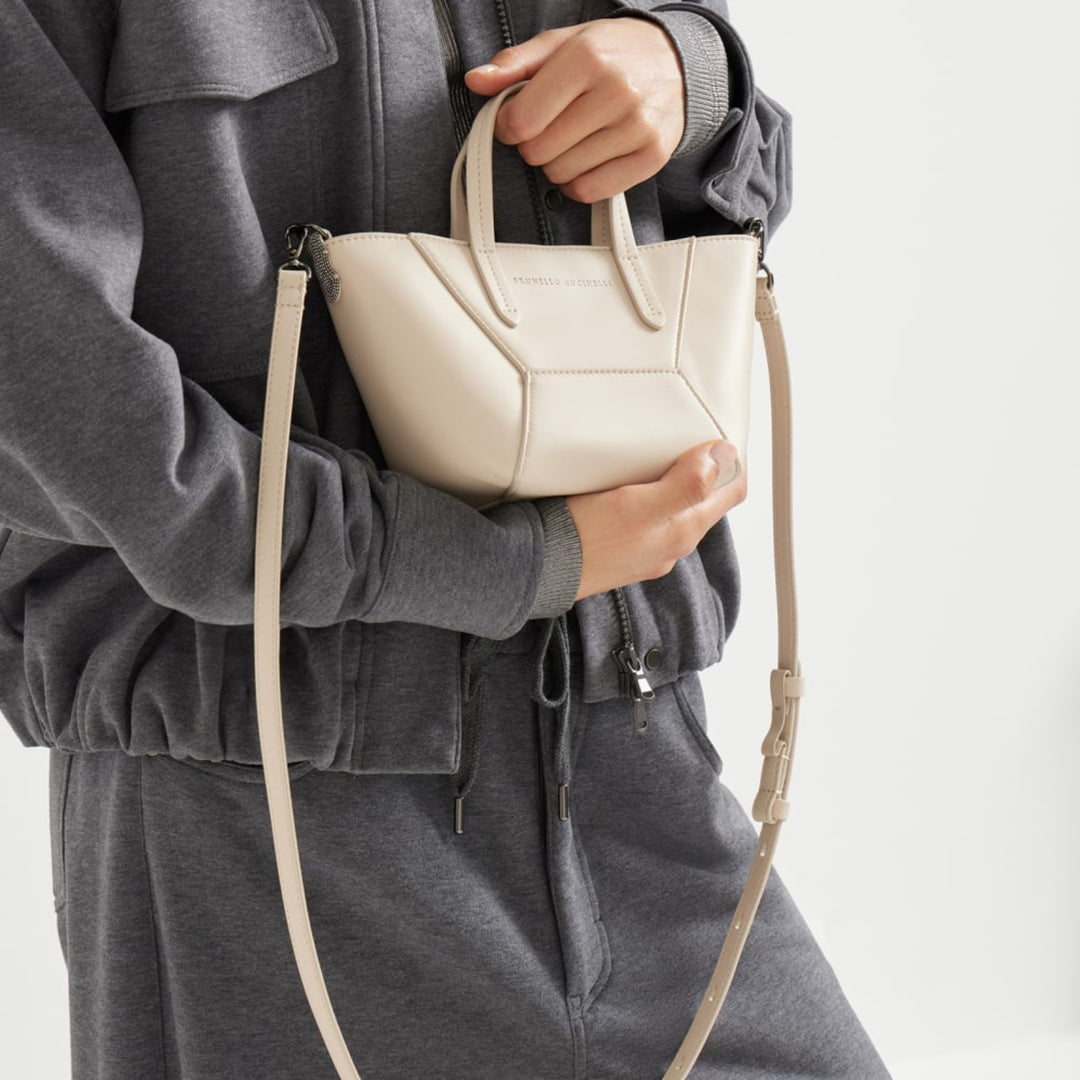 Leather Mini Duo Tote - Ivory