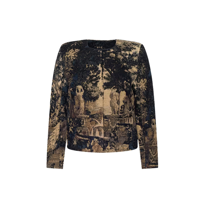 Lian Collarless Jacket in Multi Scenic Tapestry Print
