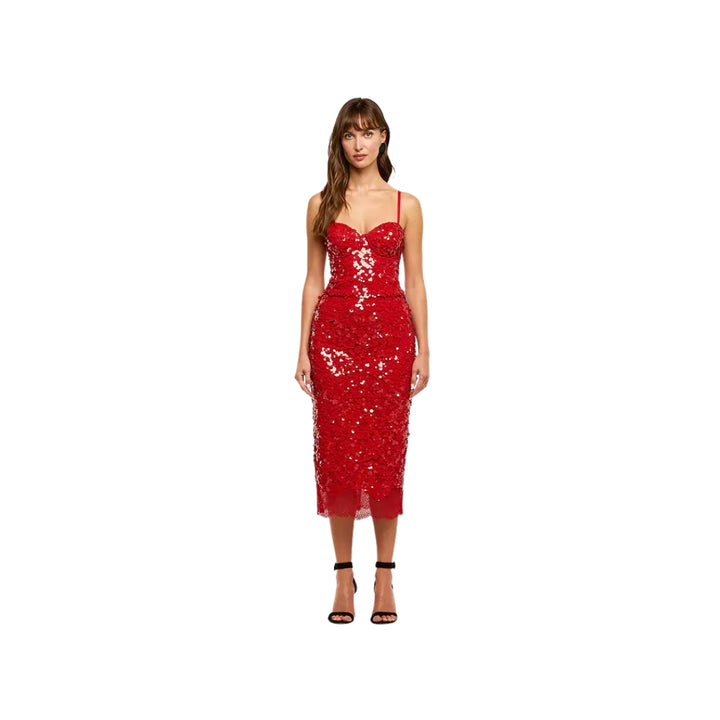 Lior Sequin Bralette Cami in Red Sequin