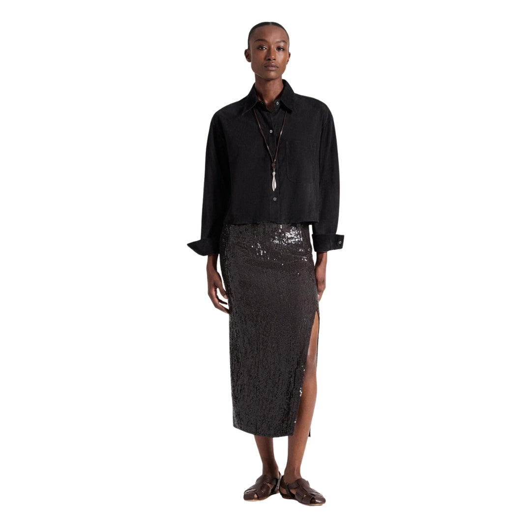 Little Big Joe Paper Suede Shirt in Black