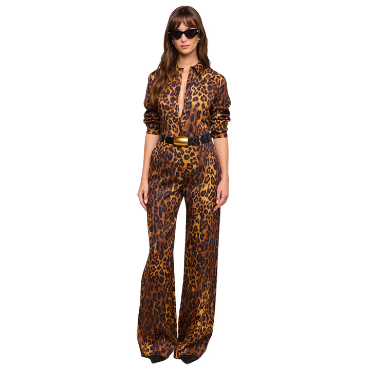 Livvy Beltloop Pant in Tan Multi Javan Leopard