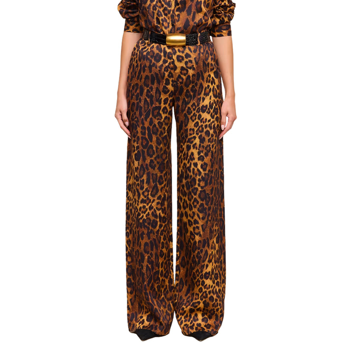 Livvy Beltloop Pant in Tan Multi Javan Leopard
