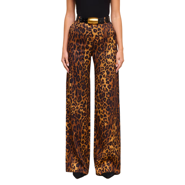 Livvy Beltloop Pant in Tan Multi Javan Leopard
