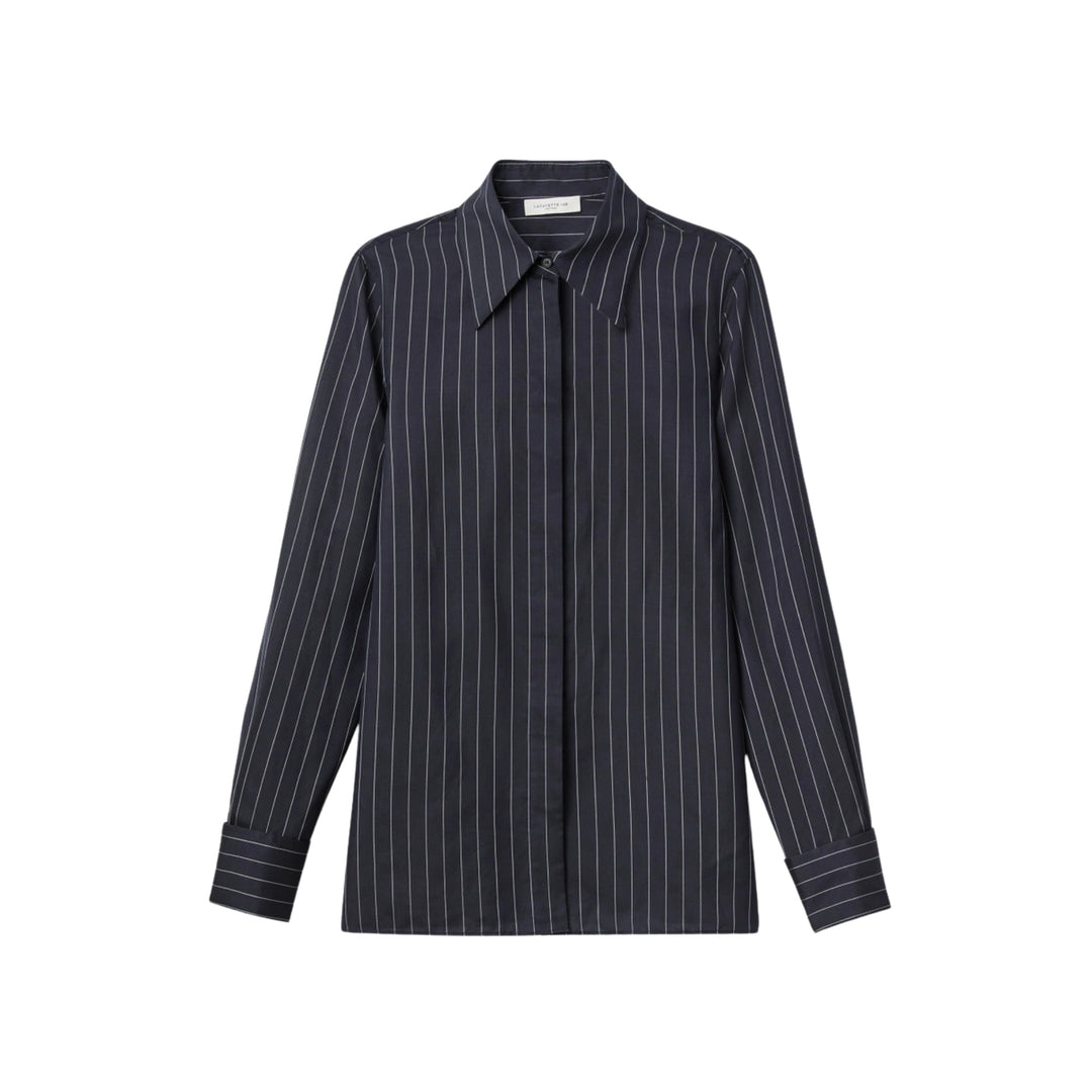 Long Sleeve Blouse With French Cuff in Ink Multi
