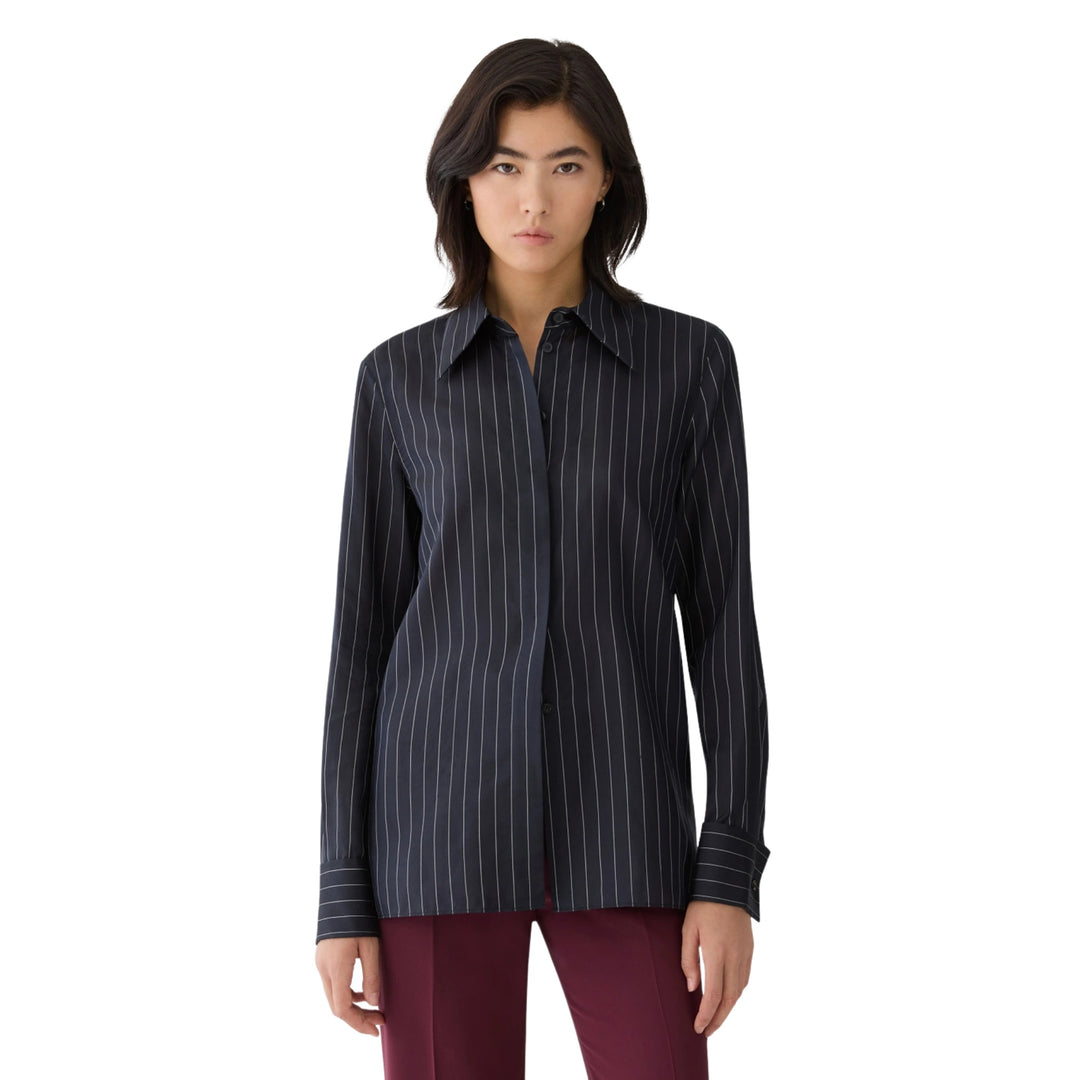 Long Sleeve Blouse With French Cuff in Ink Multi