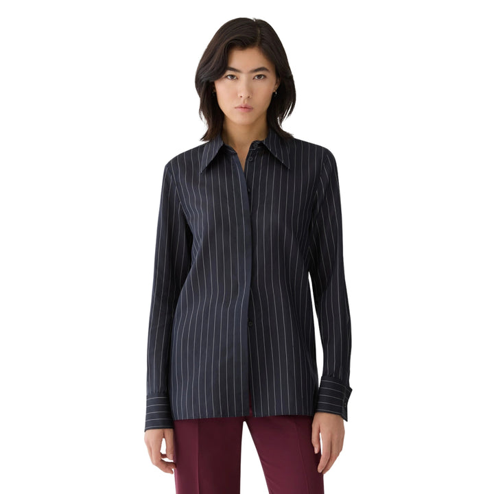 Long Sleeve Blouse With French Cuff in Ink Multi