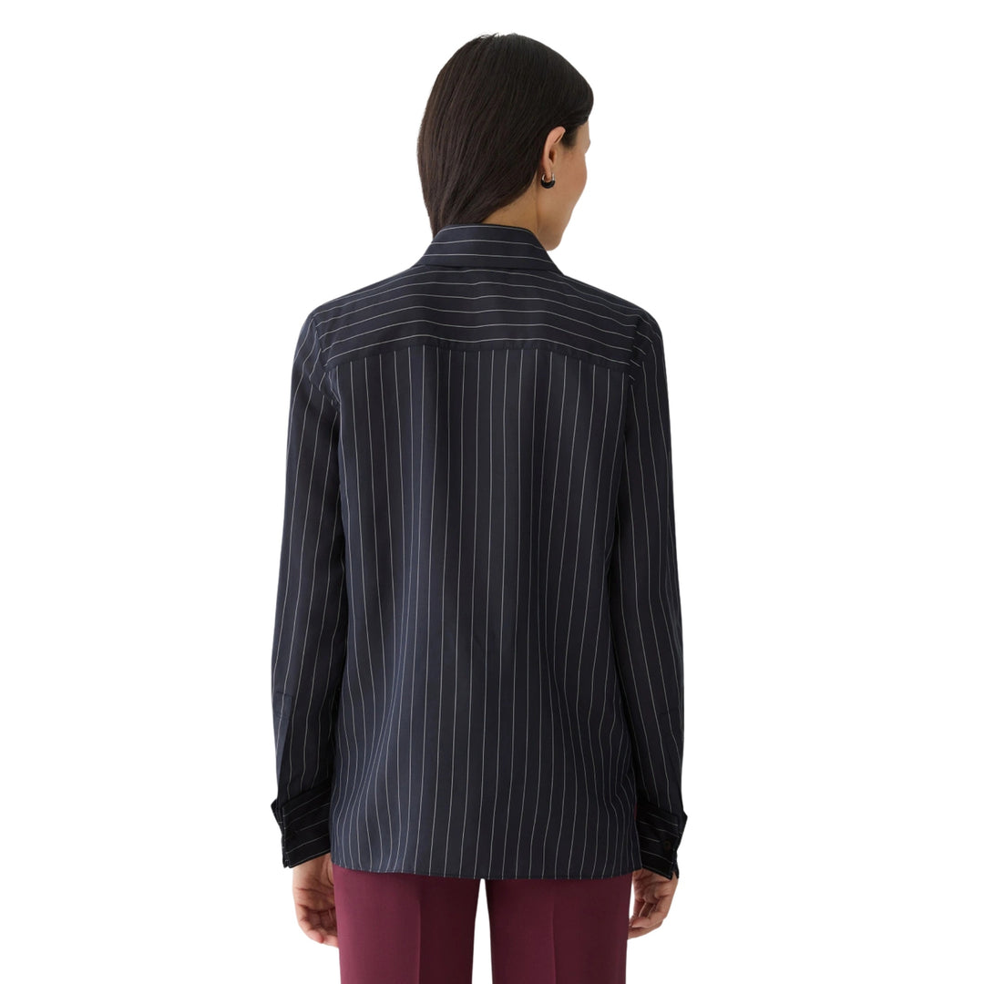 Long Sleeve Blouse With French Cuff in Ink Multi