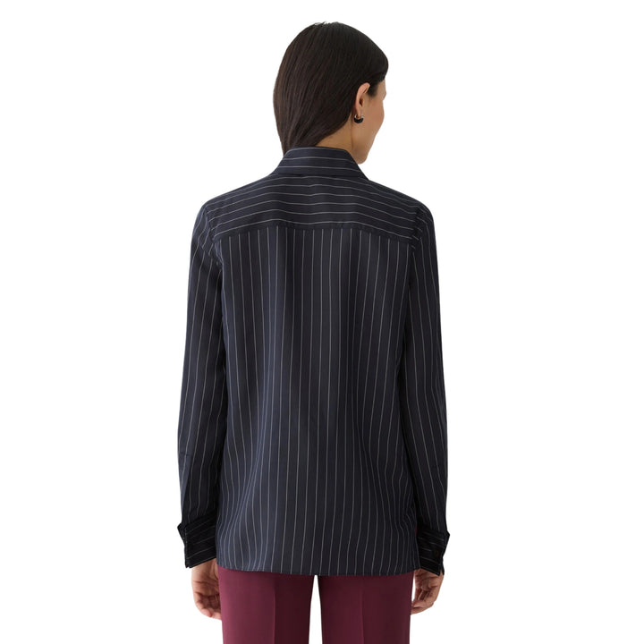 Long Sleeve Blouse With French Cuff in Ink Multi