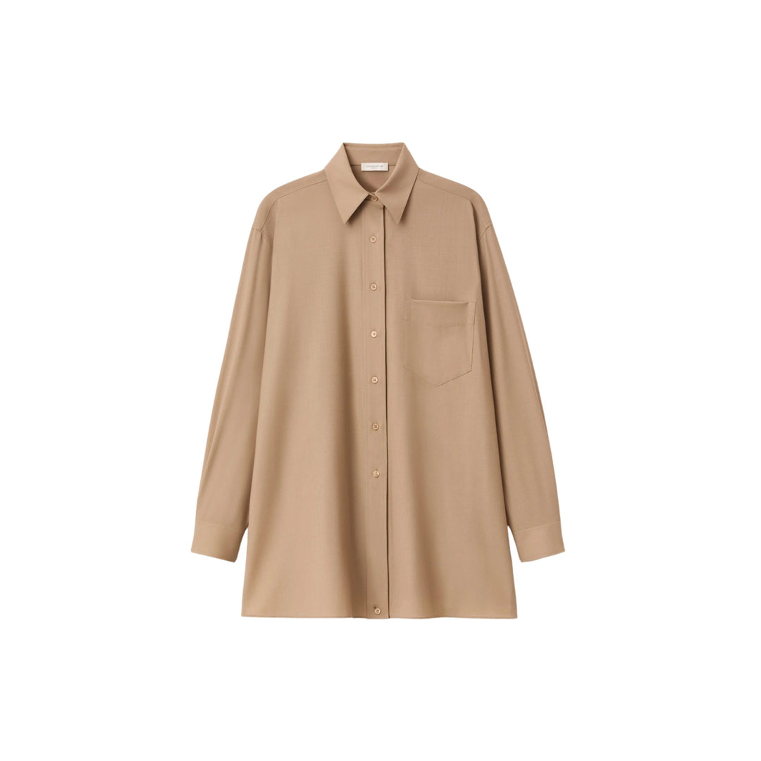 Long Sleeve Convertible Oversized Blouse in Brownstone