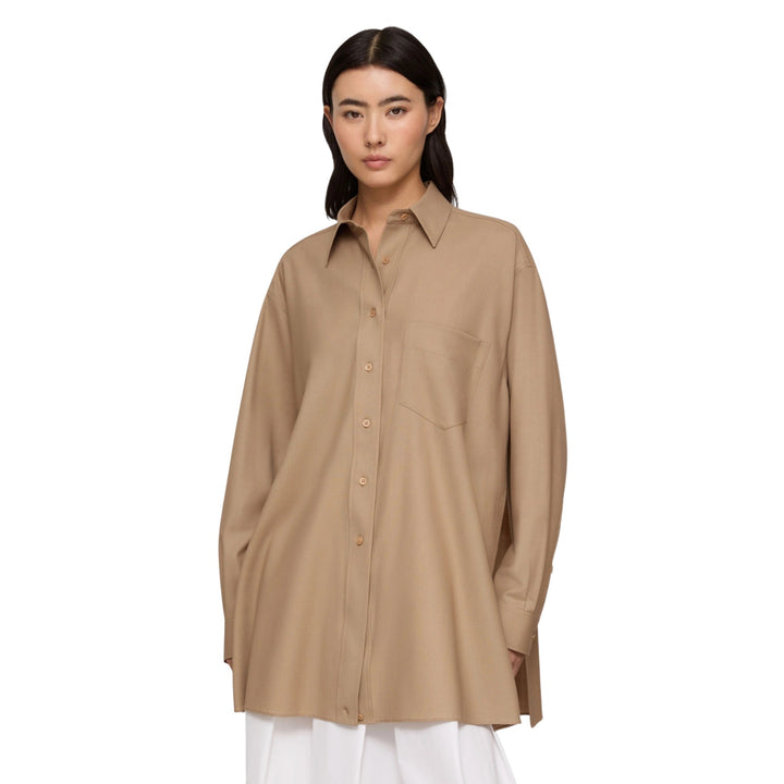 Long Sleeve Convertible Oversized Blouse in Brownstone