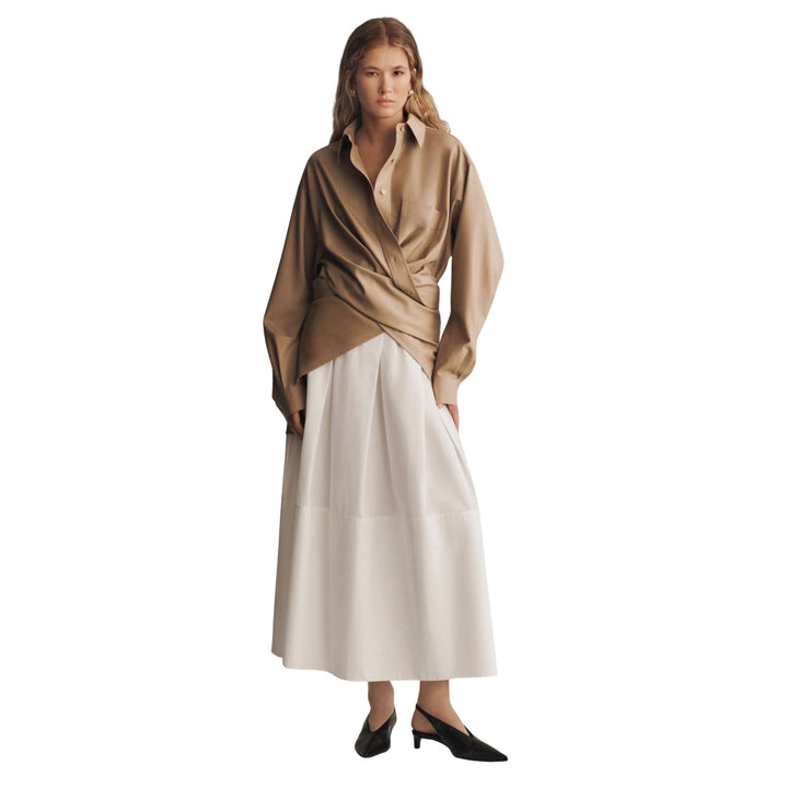 Long Sleeve Convertible Oversized Blouse in Brownstone