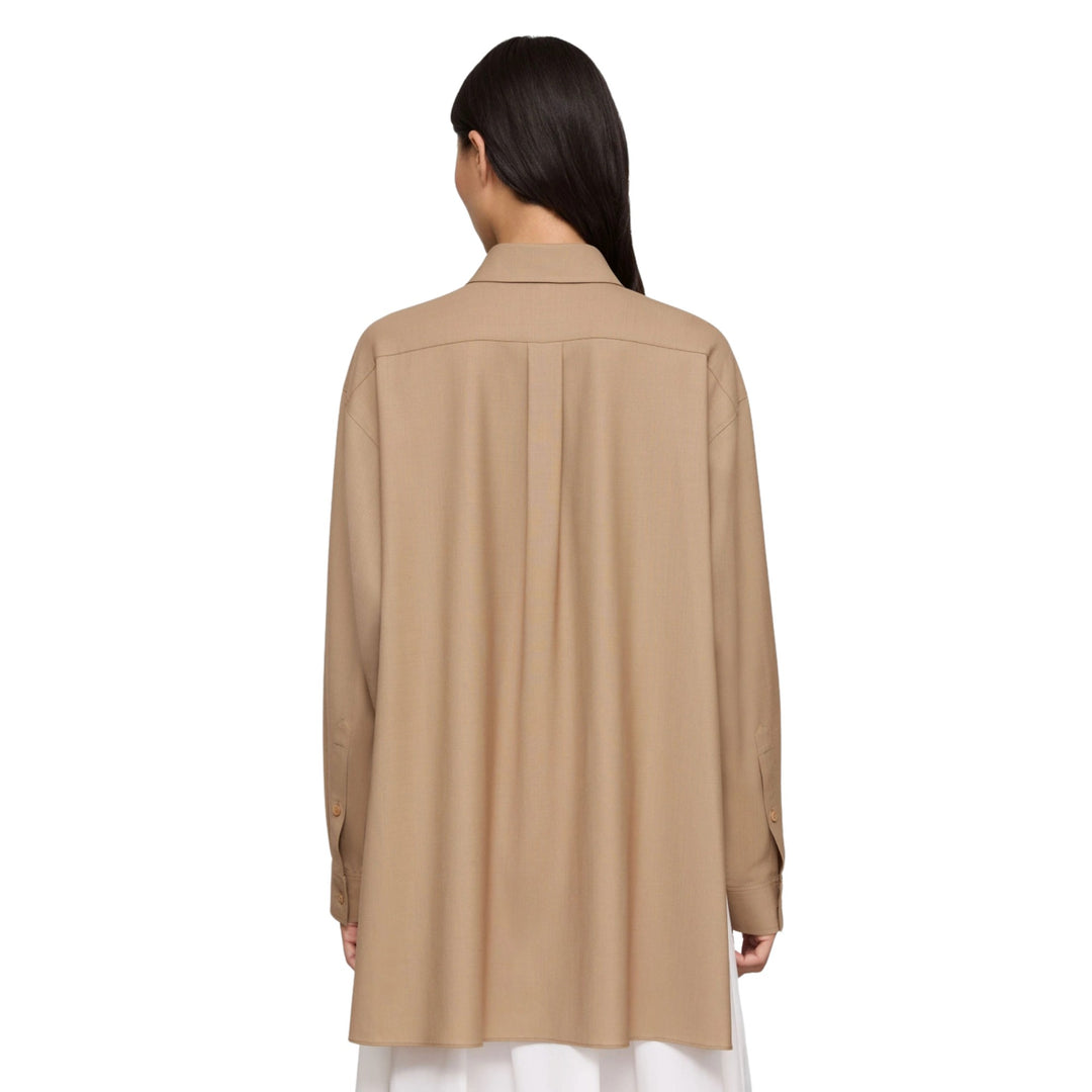 Long Sleeve Convertible Oversized Blouse in Brownstone