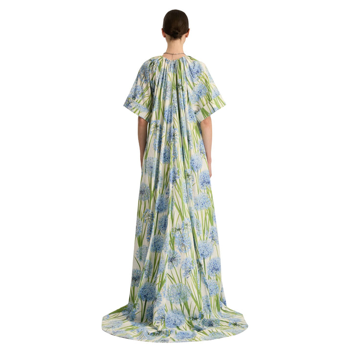 Long Sleeve Floral Embroidered Caftan Gown