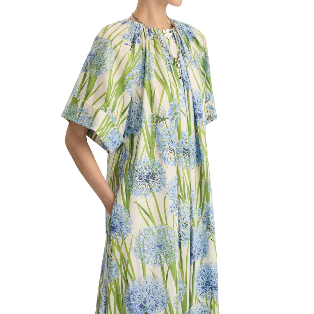 Long Sleeve Floral Embroidered Caftan Gown