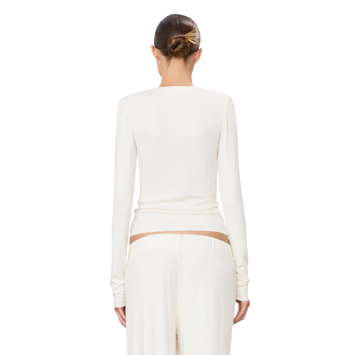 Long Sleeve Henley Top in Cream