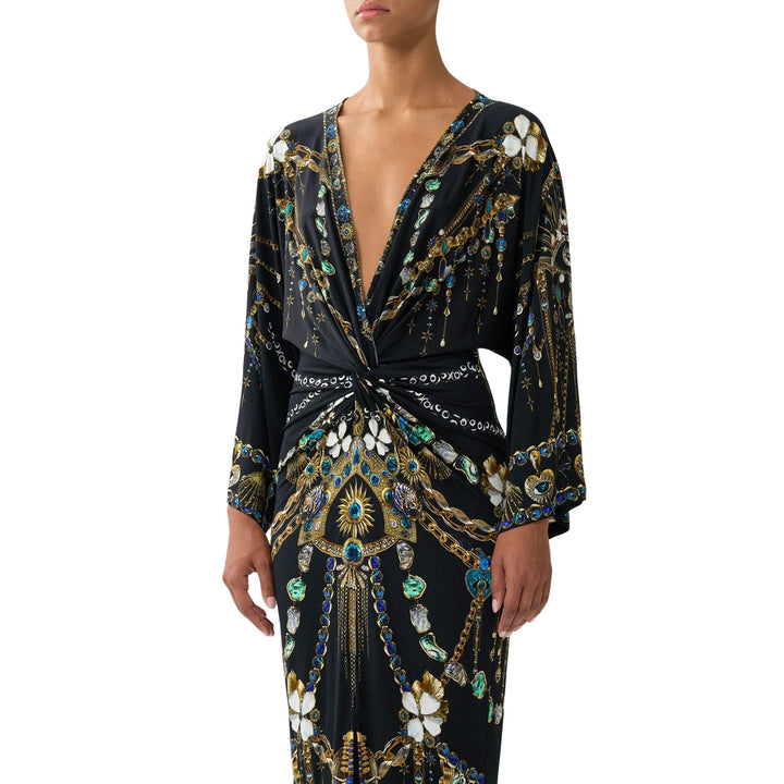 Long Split Front Twist Dress