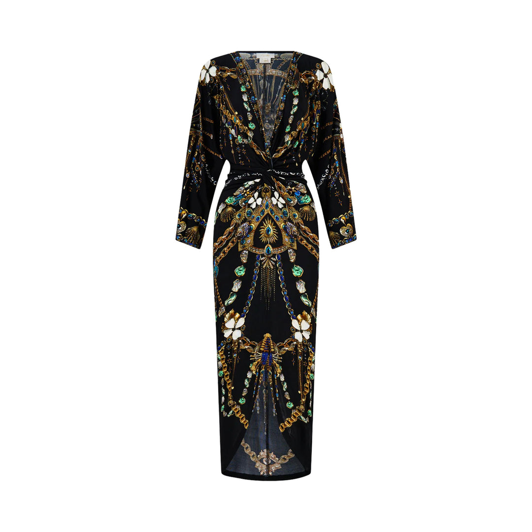 Long Split Front Twist Dress