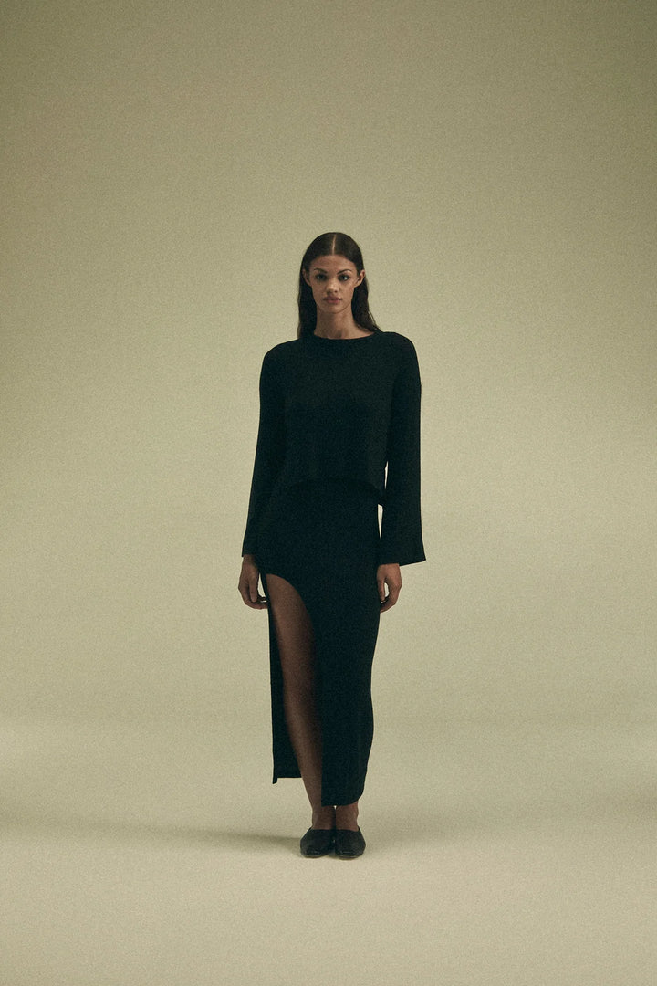 Bell Sleeve Boxy Crop Knit
