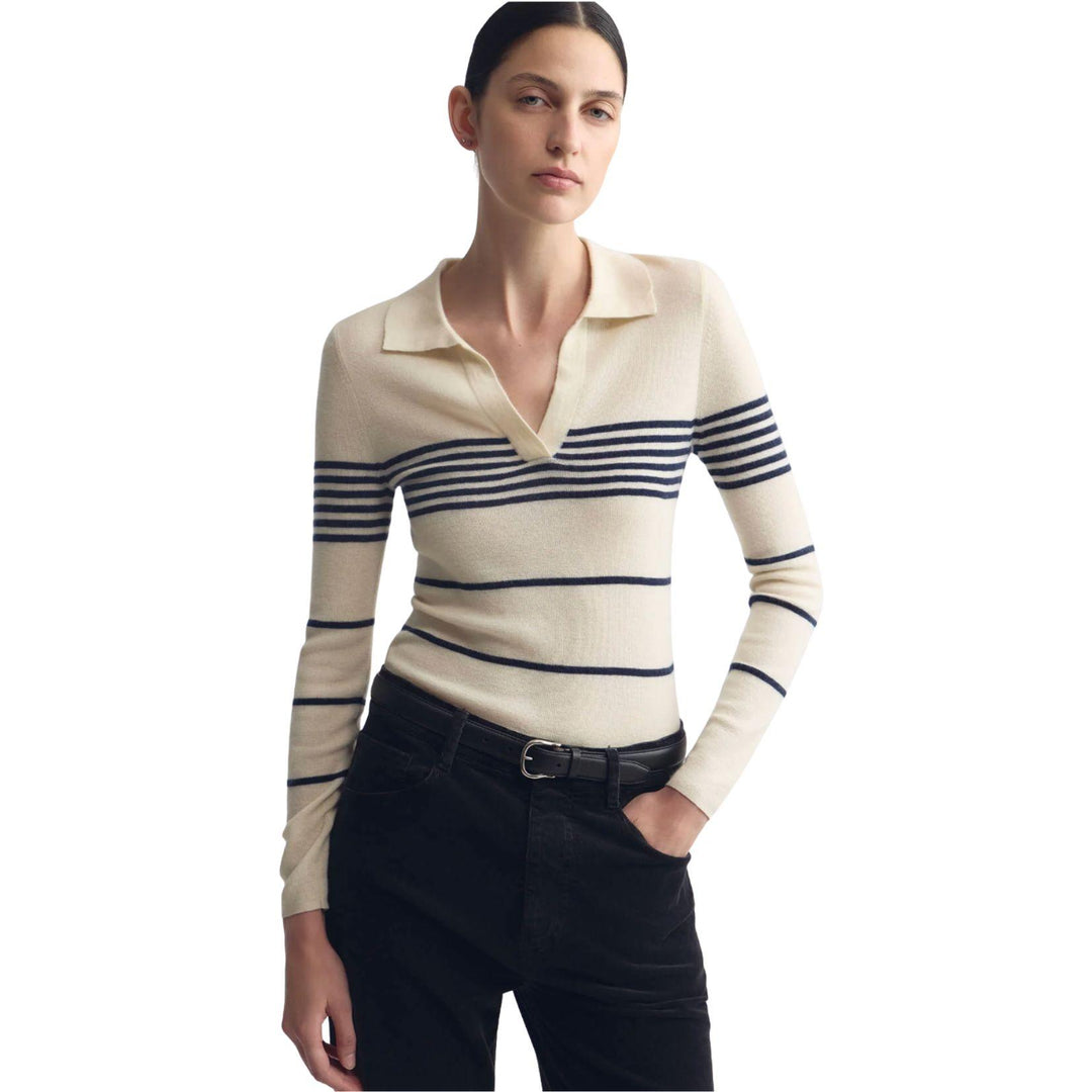 Lucille Stripe Cashmere Polo