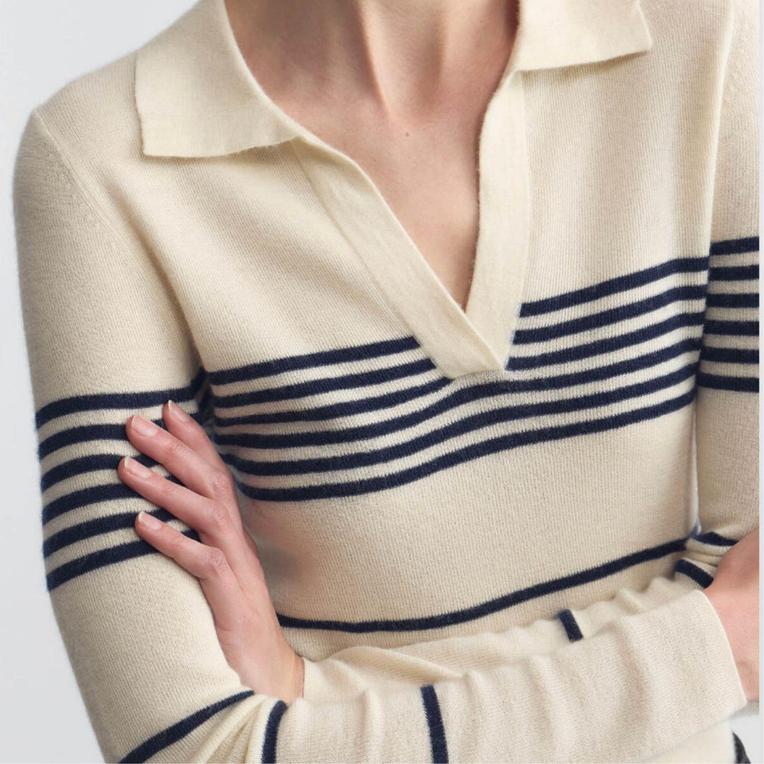 Lucille Stripe Cashmere Polo
