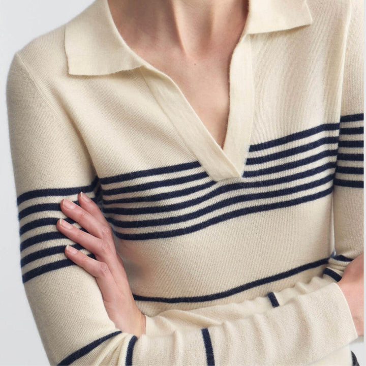 Lucille Stripe Cashmere Polo