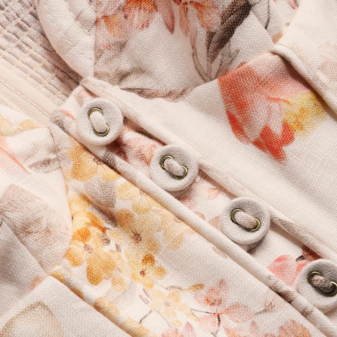 Luna Buttoned Picnic Dress in Cream Songbird