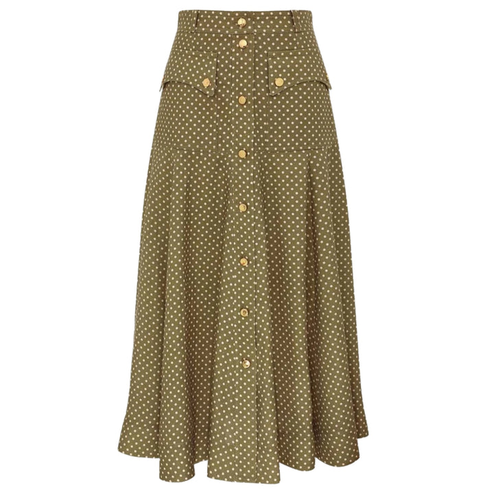 Luna Cargo Midi Skirt in Olive Dot