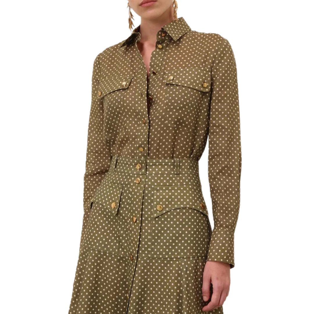 Luna Cargo Shirt in Olive Dot