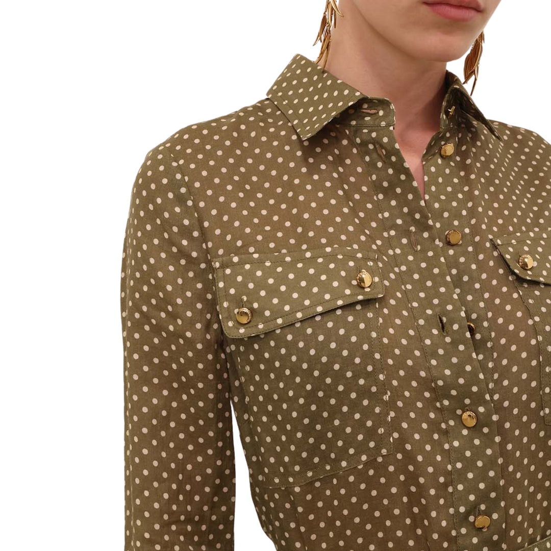Luna Cargo Shirt in Olive Dot