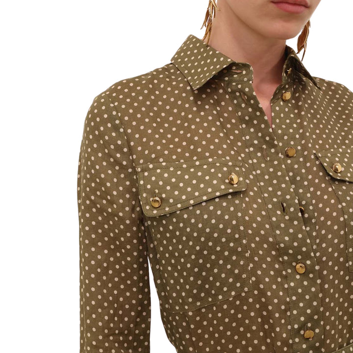 Luna Cargo Shirt in Olive Dot