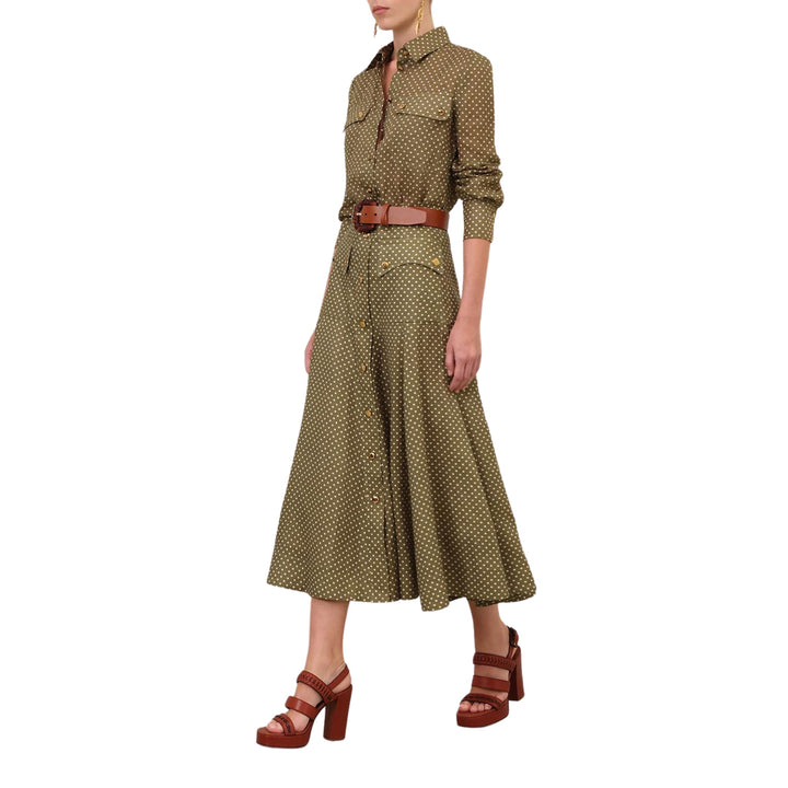 Luna Cargo Shirt in Olive Dot