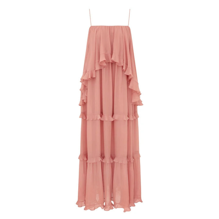 Luna Frilled Slip Dress in Dusty Rose
