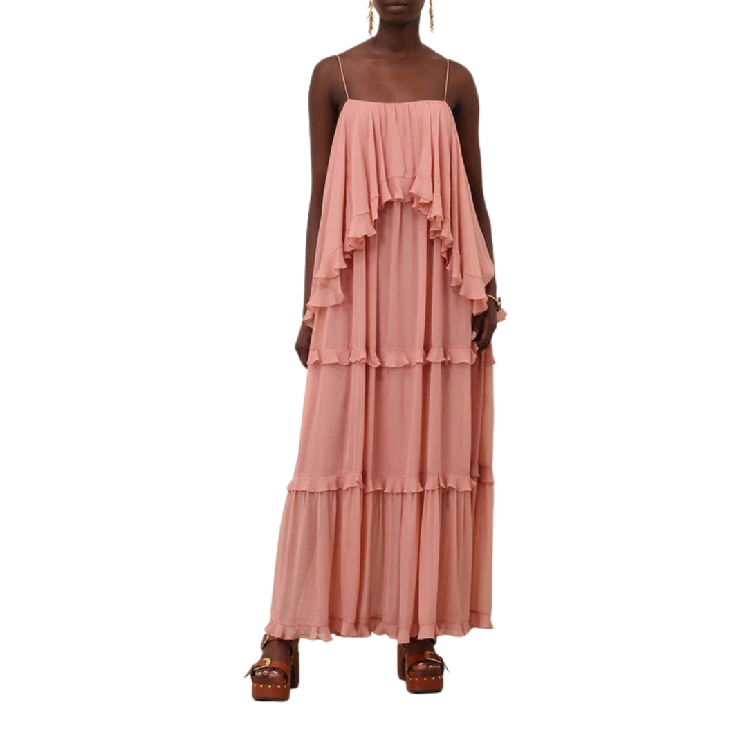 Luna Frilled Slip Dress in Dusty Rose