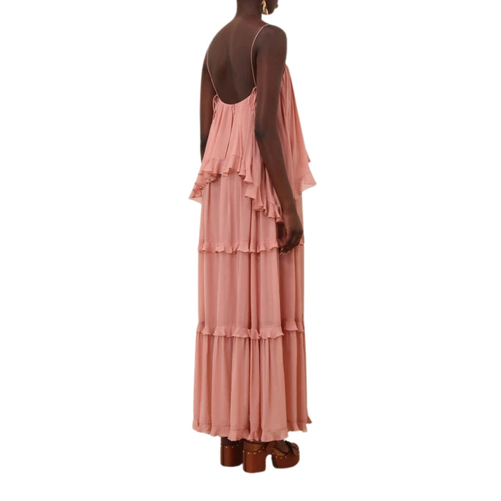 Luna Frilled Slip Dress in Dusty Rose