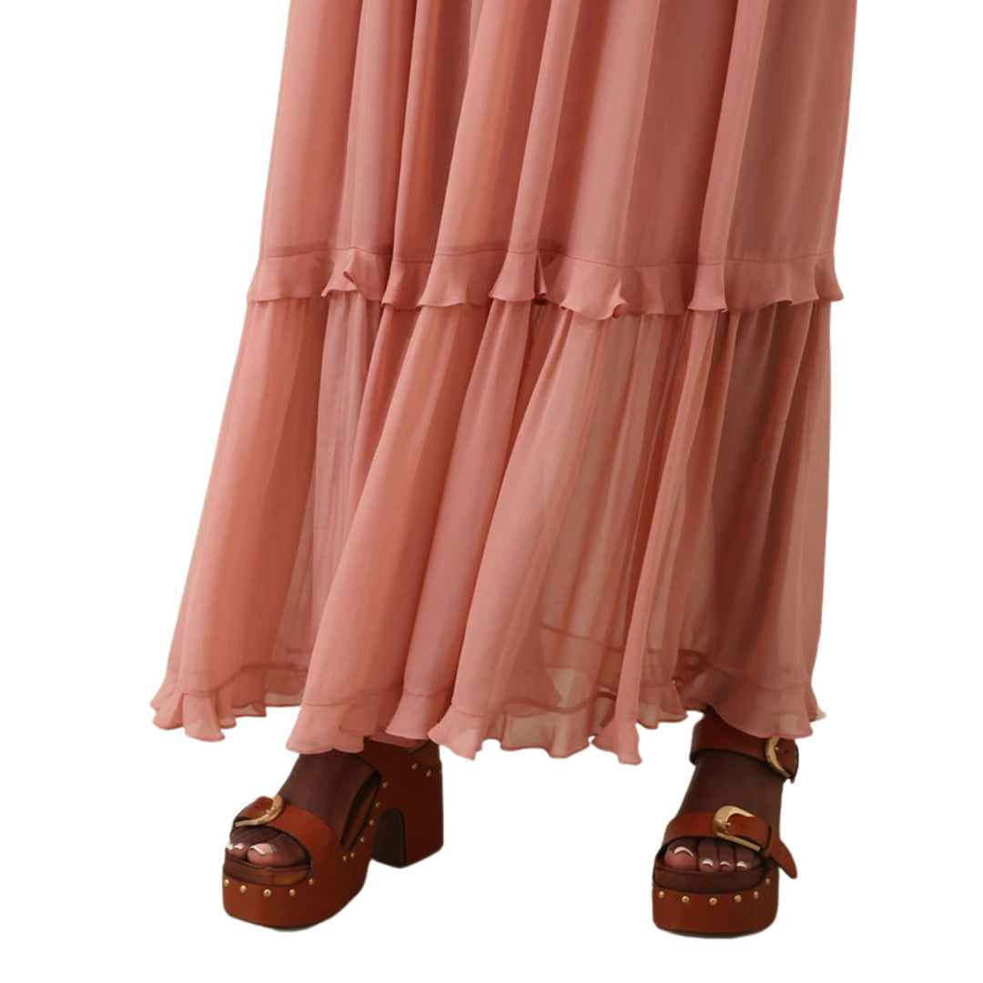Luna Frilled Slip Dress in Dusty Rose