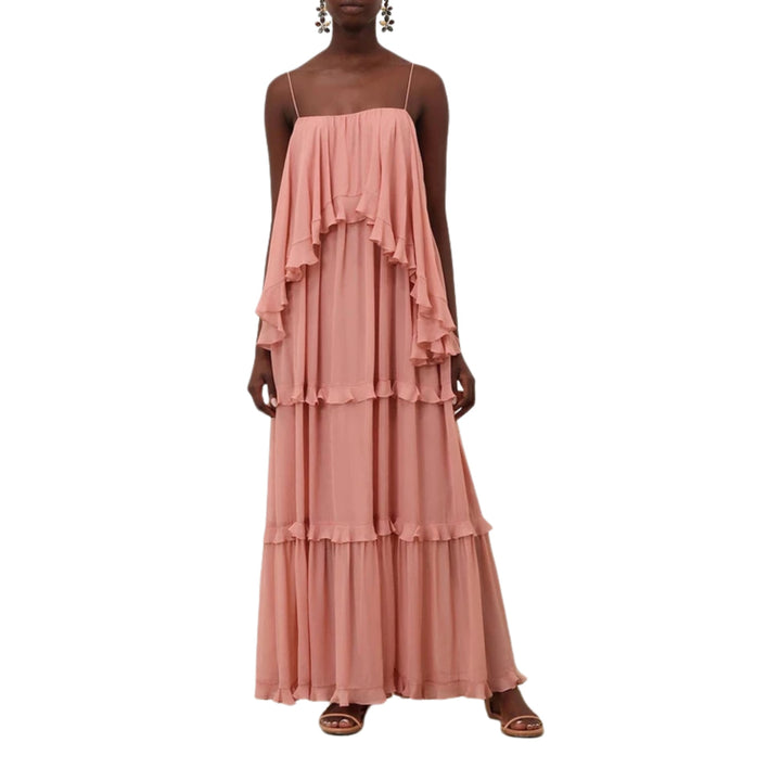Luna Frilled Slip Dress in Dusty Rose