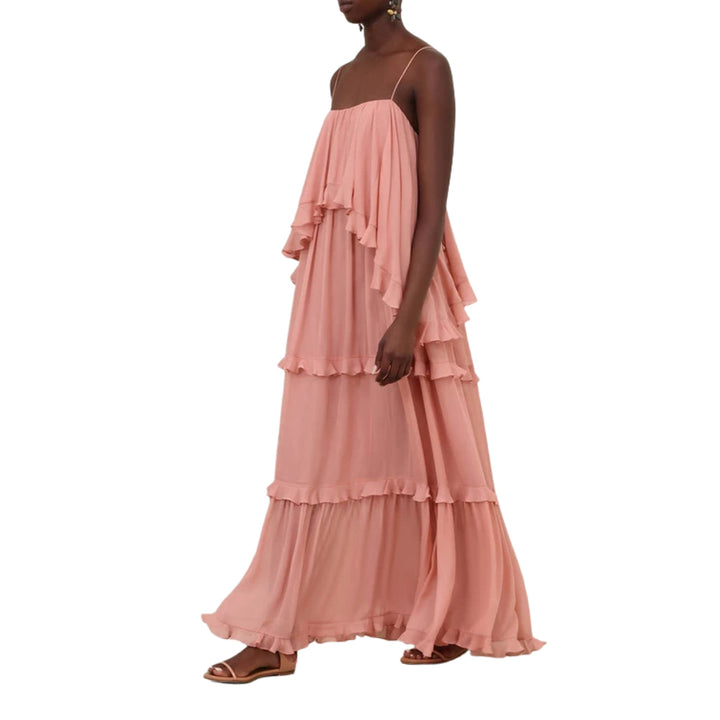 Luna Frilled Slip Dress in Dusty Rose