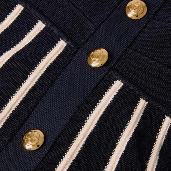 Luna Striped Midi Skirt in Navy Cream