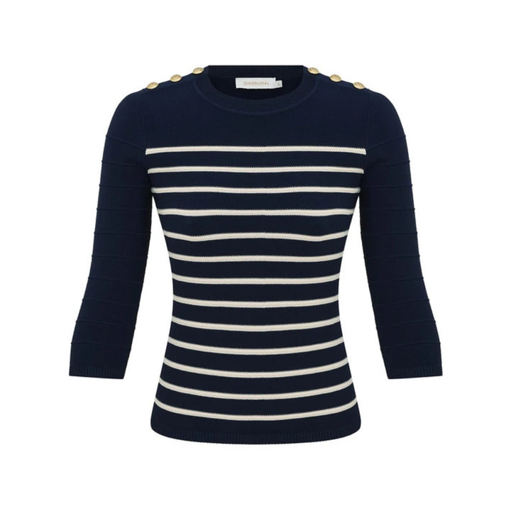 Luna Striped Top in Navy Cream