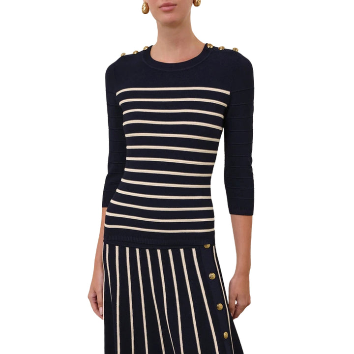 Luna Striped Top in Navy Cream