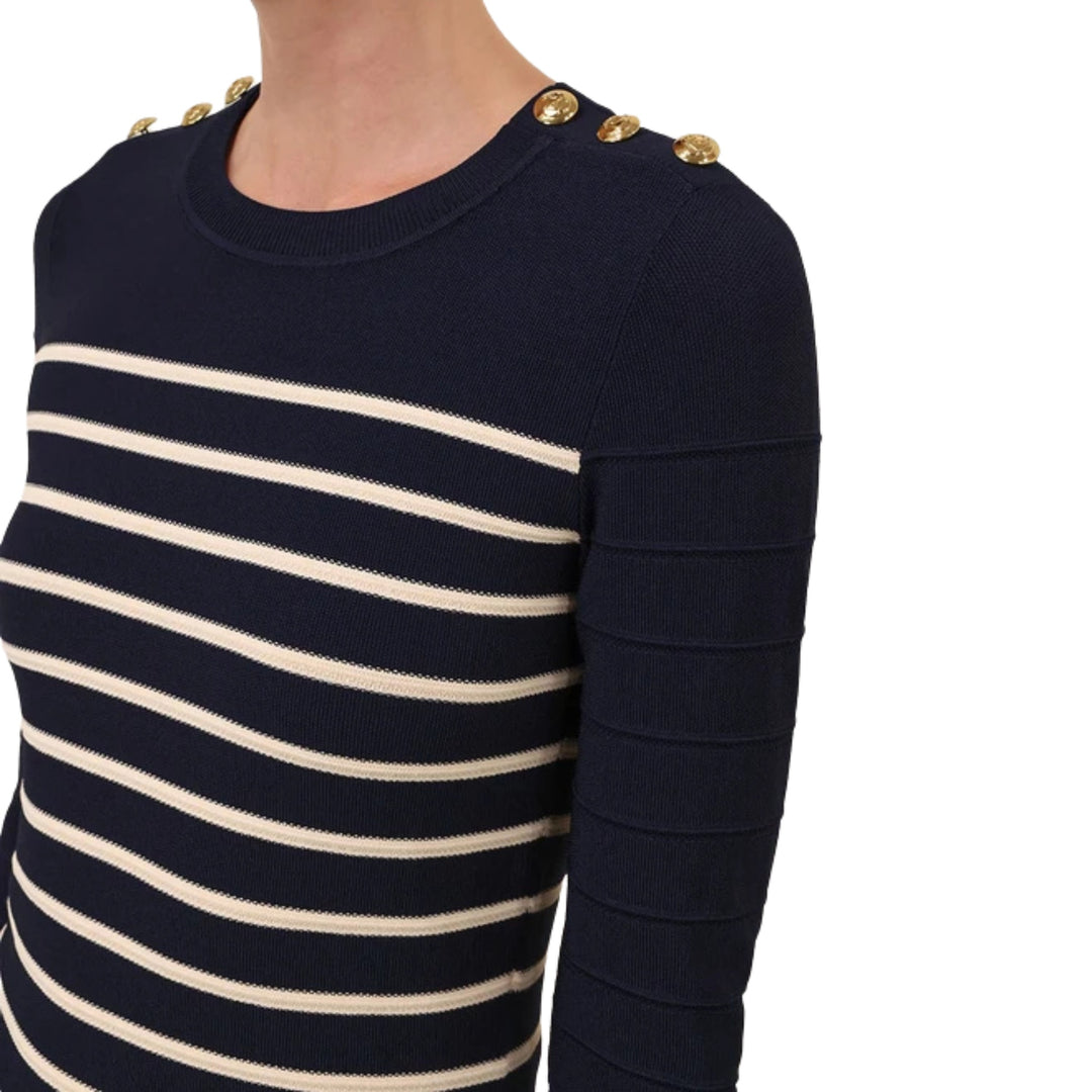 Luna Striped Top in Navy Cream