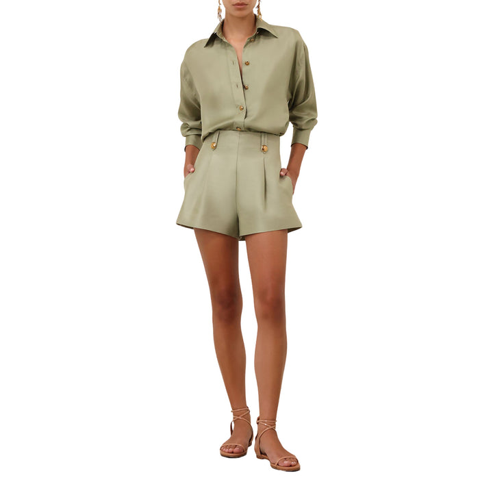 Luna Wool Silk Tailored Short in Palm