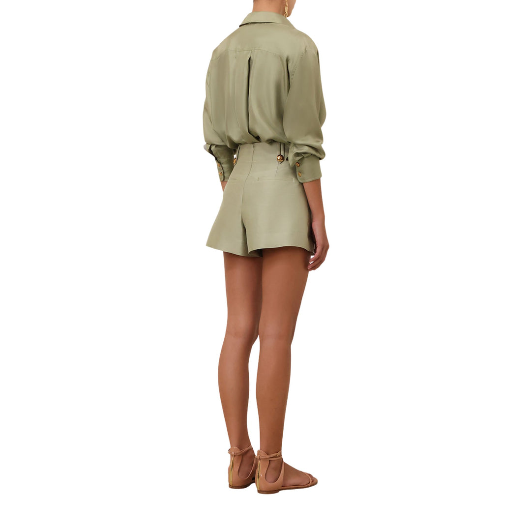 Luna Wool Silk Tailored Short in Palm