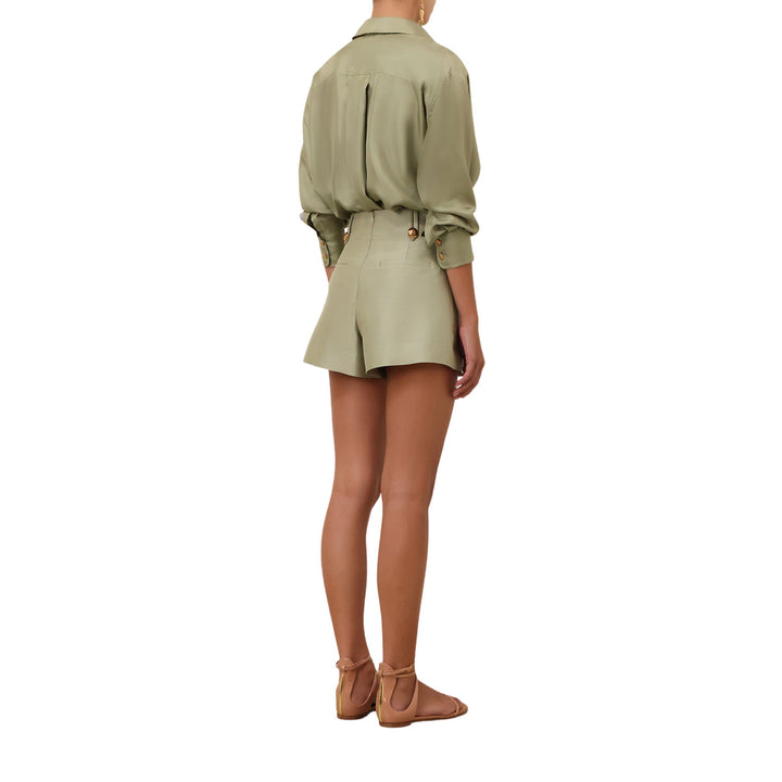 Luna Wool Silk Tailored Short in Palm