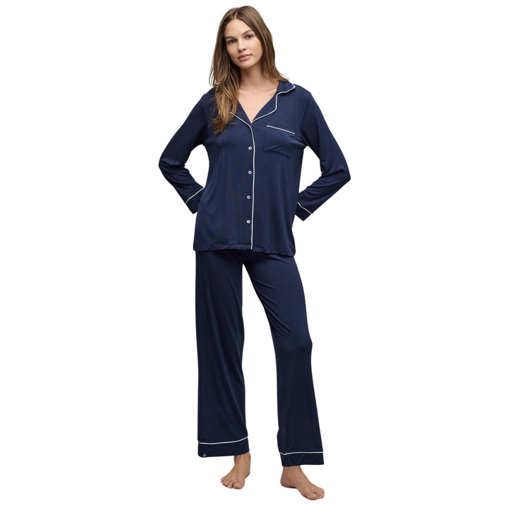 Luxe Milk Jersey Piped Pajamma, Indigo