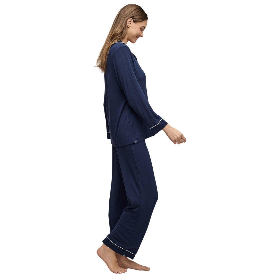 Luxe Milk Jersey Piped Pajamma, Indigo