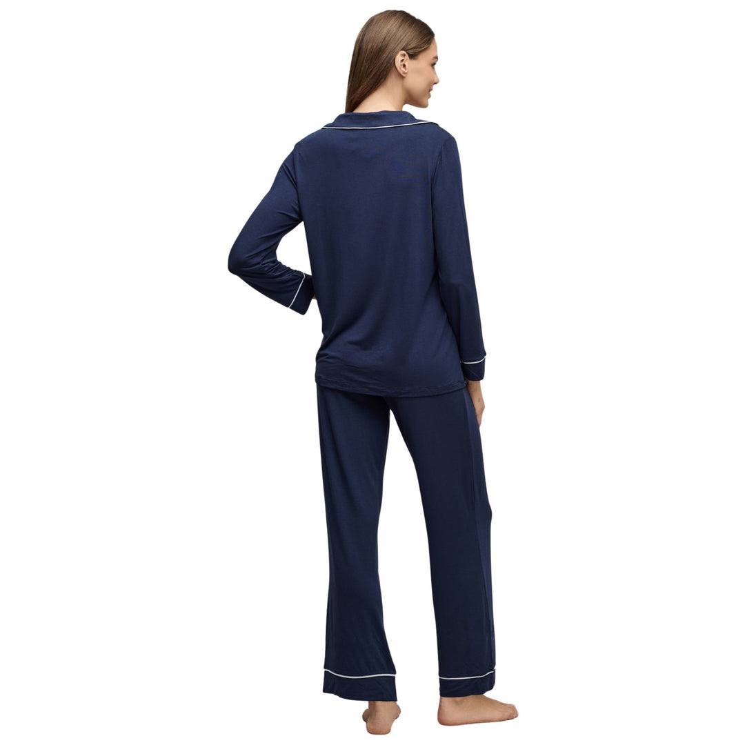 Luxe Milk Jersey Piped Pajamma, Indigo